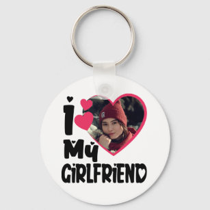 I Love My Girlfriend Personalized Photo Keychain