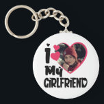 I Love My Girlfriend Personalized Photo Keychain<br><div class="desc">I Love My Girlfriend Heart Custom Photo</div>