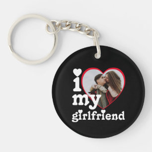 I Love My Girlfriend Personalized Photo Keychain