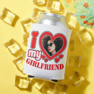 I Love My Girlfriend Personalized Photo Text Can Cooler