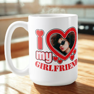 I Love My Girlfriend Personalized Photo Text Coffee Mug