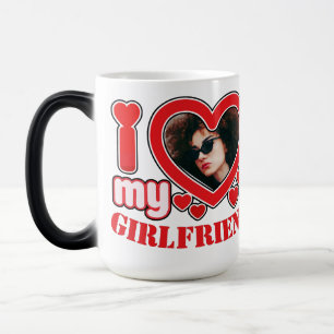 I Love My Girlfriend Personalized Photo Text Color Morph Mug