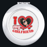 I Love My Girlfriend Personalized Photo Text Compact Mirror<br><div class="desc">I Love My Girlfriend Personalized Photo and Text</div>