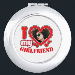 I Love My Girlfriend Personalized Photo Text Compact Mirror<br><div class="desc">I Love My Girlfriend Personalized Photo and Text</div>