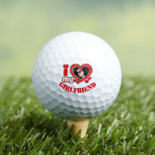I Love My Girlfriend Personalized Photo Text Golf Balls
