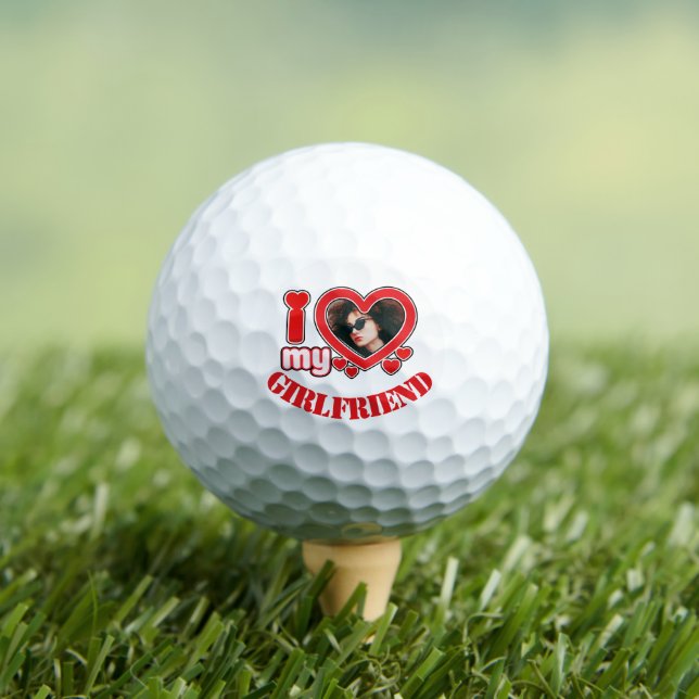 I Love My Girlfriend Personalized Photo Text Golf Balls (Insitu Tee)