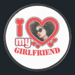 I Love My Girlfriend Personalized Photo Text Hockey Puck<br><div class="desc">I Love My Girlfriend Personalized Photo and Text</div>