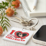 I Love My Girlfriend Personalized Photo Text Keychain<br><div class="desc">I Love My Girlfriend Personalized Photo and Text</div>