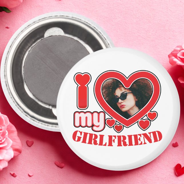 I Love My Girlfriend Personalized Photo Text Magnet (Creator Uploaded)