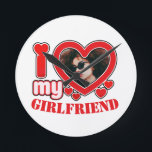 I Love My Girlfriend Personalized Photo Text Round Clock<br><div class="desc">I Love My Girlfriend Personalized Photo and Text</div>