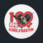 I Love My Girlfriend Personalized Photo Text Round Clock<br><div class="desc">I Love My Girlfriend Personalized Photo and Text</div>