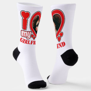 I Love My Girlfriend Personalized Photo Text Socks