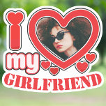 I Love My Girlfriend Personalized Photo Text Sticker<br><div class="desc">I Love My Girlfriend Personalized Photo and Text</div>