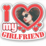 I Love My Girlfriend Personalized Photo Text Sticker<br><div class="desc">I Love My Girlfriend Personalized Photo and Text</div>