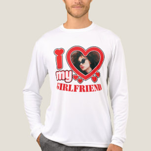 I Love My Girlfriend Personalized Photo Text Tri-Blend Shirt