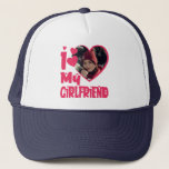 I Love My Girlfriend Personalized Photo Trucker Hat at Zazzle