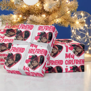 I Love My Girlfriend Personalized Photo Wrapping Paper