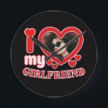 I Love My Girlfriend Personalized Round Clock<br><div class="desc">I Love My Girlfriend Personalized Photo and Text</div>