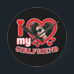 I Love My Girlfriend Personalized Round Clock<br><div class="desc">I Love My Girlfriend Personalized Photo and Text</div>