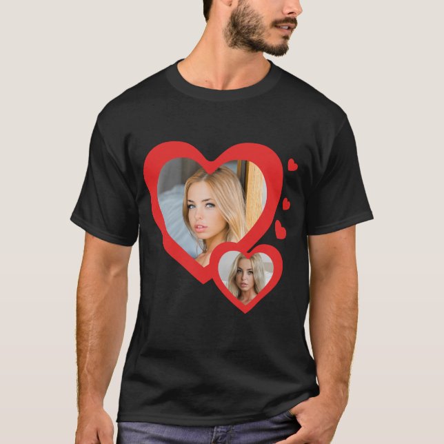 I love my Girlfriend photo front and back black T-Shirt (Front)