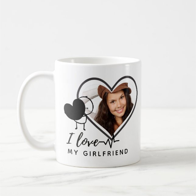 I Love My Girlfriend PHOTO Gift Personalized Heart Coffee Mug (Left)
