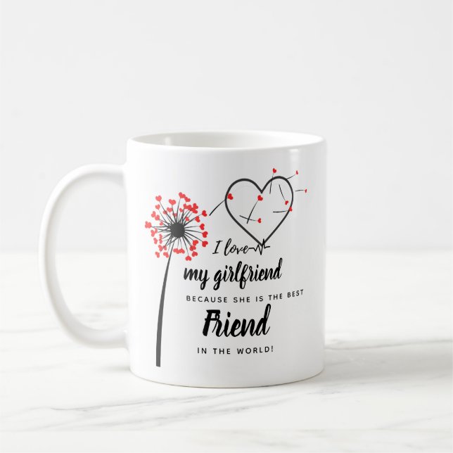 I Love My Girlfriend PHOTO Gift Personalized Heart Coffee Mug (Left)