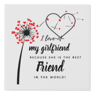 I Love My Girlfriend PHOTO Gift Personalized Heart Faux Canvas Print