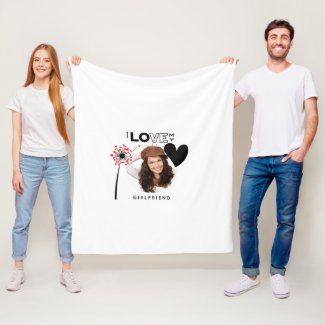 I Love My Girlfriend PHOTO GIFT Personalized Heart Fleece Blanket