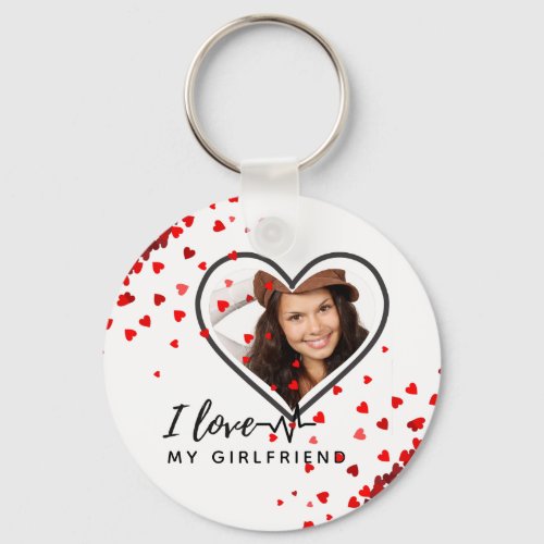 I Love My Girlfriend PHOTO Gift Personalized Heart Keychain