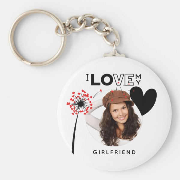 I Love My Girlfriend PHOTO GIFT Personalized Heart Keychain