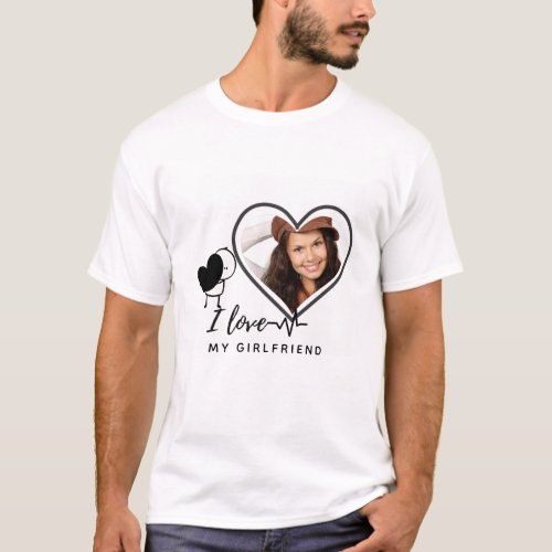 I Love My Girlfriend PHOTO Gift Personalized Heart T_Shirt