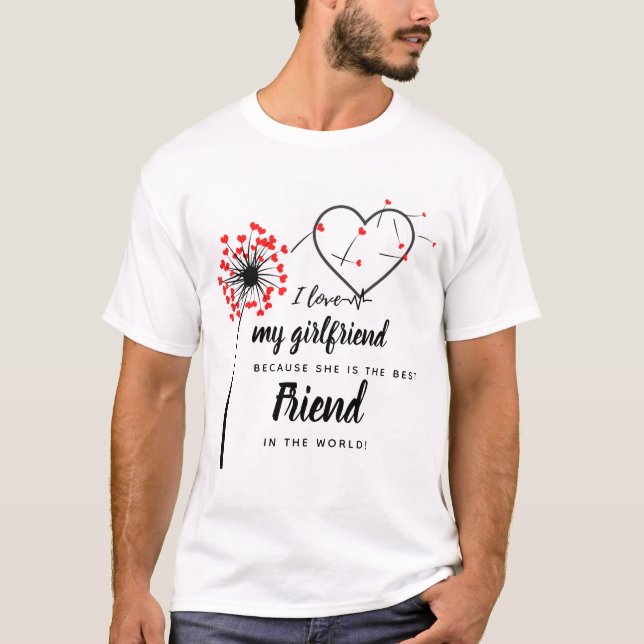 I Love My Girlfriend PHOTO Gift Personalized Heart T-Shirt (Front)