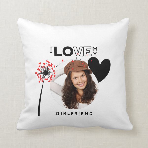 I Love My Girlfriend PHOTO GIFT Personalized Heart Throw Pillow
