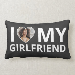I Love My Girlfriend Photo Heart Funny Boyfriend  Lumbar Pillow