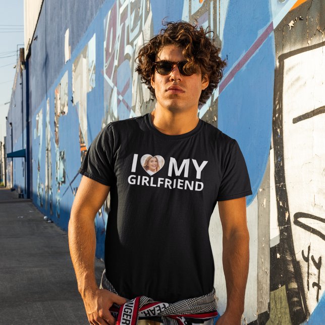 I Love My Girlfriend Photo Heart Funny Boyfriend  T-Shirt (Creator Uploaded)