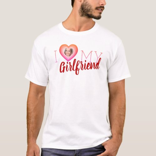 I Love My Girlfriend Photo Heart White Mens Shirt