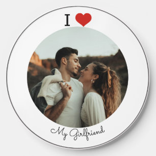 I love my girlfriend photo personalized wireless charger 