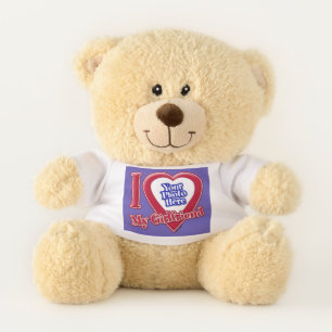 I Love My Girlfriend Photo Red Heart Purple Teddy Bear
