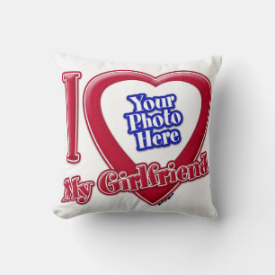 I Love My Girlfriend Photo Red Heart Throw Pillow