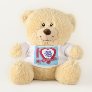 I Love My Girlfriend Photo Red Heart Turquoise Teddy Bear