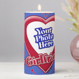 I Love My Girlfriend Photo Red Hearts Deep Royal B Pillar Candle
