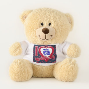 I Love My Girlfriend Photo Red Hearts Navy Teddy Bear