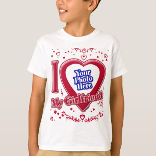 I Love My Girlfriend Photo Red Hearts T-Shirt