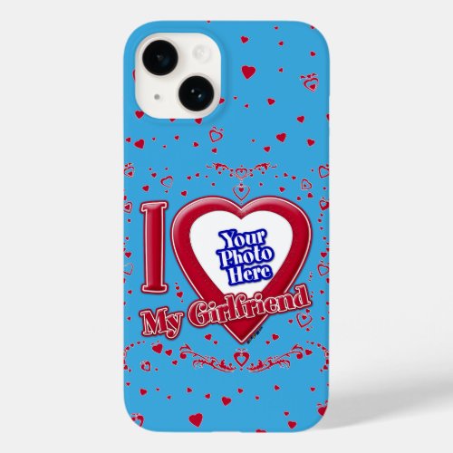 I Love My Girlfriend Photo Red Hearts Teal Case_Mate iPhone 14 Case