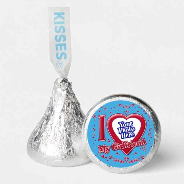 I Love My Girlfriend Photo Red Hearts Teal Hershey®'s Kisses® (Front)