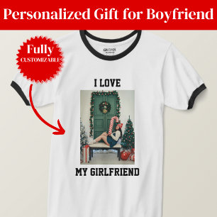 I Love My Girlfriend Photo Ringer T-Shirt Gift