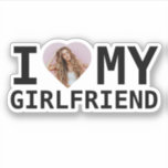 I Love My Girlfriend Photo Sticker<br><div class="desc">Modern and elegant design printed I Love My Girlfriend Photo Sticker that can be customized with your text. Please click the "Customize it" button and use our design tool to modify this template. Check out the Graphic Art Design store for other products that match this design!</div>