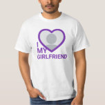 I Love My Girlfriend Photo T-Shirt<br><div class="desc">Create your own purple I Love My Girlfriend Photo Text T-Shirt with this modern and funny purple shirt template featuring a cool sans serif font and girlfriend photo into a huge purple heart. Add your own photo, your name or any personalized text. Make your own unique gift for your boyfriend...</div>