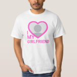 I Love My Girlfriend Photo T-Shirt<br><div class="desc">Create your own fuchsia pink I Love My Girlfriend Photo Text T-Shirt with this modern and funny shirt template featuring a cool modern sans serif font and girlfriend photo into a huge red heart. Add your own photo, your name or any personalized text. You can easily change the word "girlfriend"...</div>