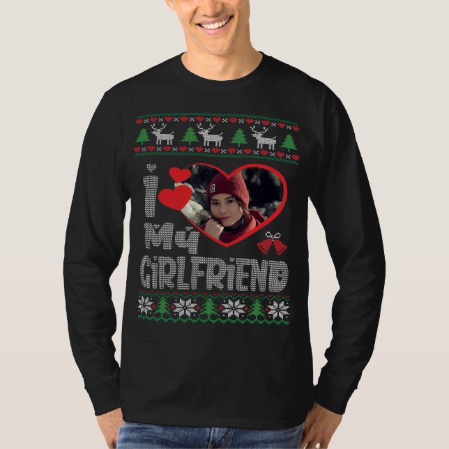 I Love My Girlfriend Photo Ugly Christmas Sweater (Front)